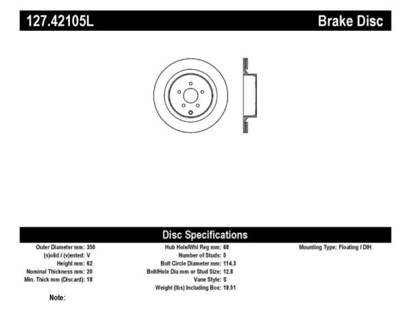 StopTech 09 Infiniti FX50 SportStop Slotted & Drilled Rear Left Rotor Discount