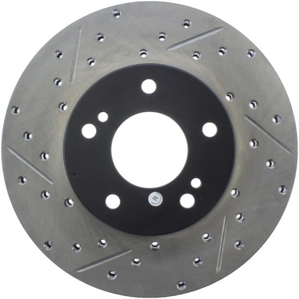 StopTech Power Slot 6 89-96 Nissan 300ZX Slotted & Drilled Right Front Rotor For Cheap