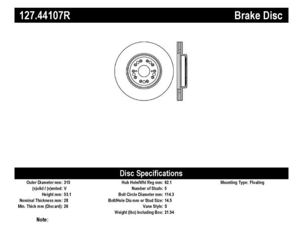 StopTech 95-00 Lexus LS 400 Right Front Slotted & Drilled Rotor Sale