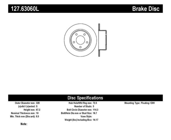 StopTech 05-13 Chrysler300 300C   09-12 Dodge Challenger Rear Left Drilled & Slotted Rotor Cheap