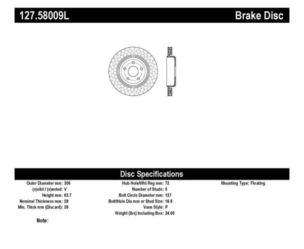 StopTech 12-15 Jeep Cherokee SRT8 Sport Slotted & Drilled Rear Driver Side Brake Rotor For Discount