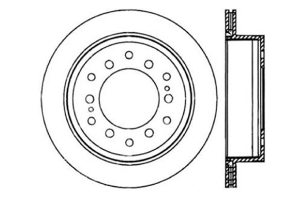 StopTech Power Slot 03-09 Toyota 4 Runner   03-09 Lexus GX470 Drilled & Slotted Left Rear Rotor For Sale