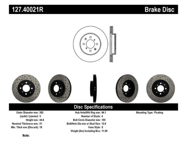 StopTech 90-01 Acura Integra (exc. Type R)   01-05 Honda Civic   07+ Honda Fit   93-97 Del Sol VTEC Hot on Sale