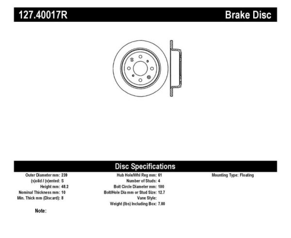 StopTech 90-96 Acura Integra   97-01 Integra (Exc. Type R) Slotted & Drilled Right Rear Rotor For Cheap