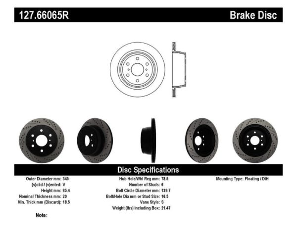 StopTech 05-10 GMC Sierra (w  Rear Drum)   07-09 GMC Yukon Rear Right Slotted & Drilled Rotor Sale