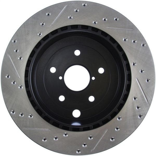 StopTech 08+ Subaru STI (Will Not Fit 05-07) Slotted & Drilled Sport Brake Rotor For Sale