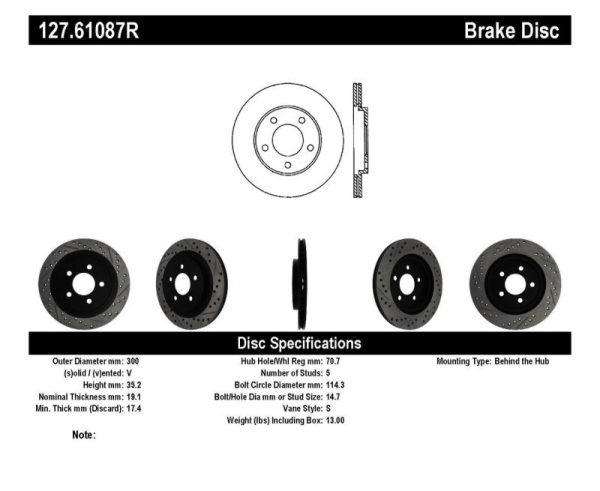 StopTech 05-10 Ford Mustang Slotted & Drilled Right Rear Rotor Cheap