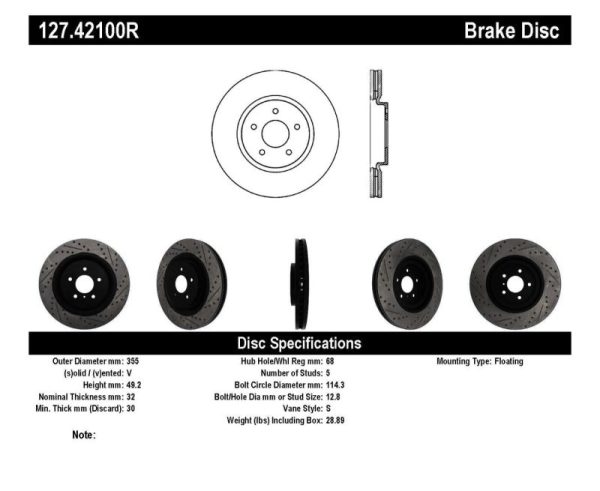 StopTech Infiniti G37   Nissan 370Z SportStop Slotted & Drilled Front Right Rotor For Sale