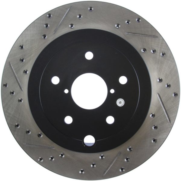 StopTech 08+ Subaru STI (Will Not Fit 05-07) Slotted & Drilled Sport Brake Rotor Hot on Sale