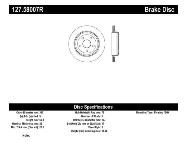 StopTech Slotted & Drilled Sport Brake Rotor 11-17 Jeep Grand Cherokee (Excludes SRT8) For Sale