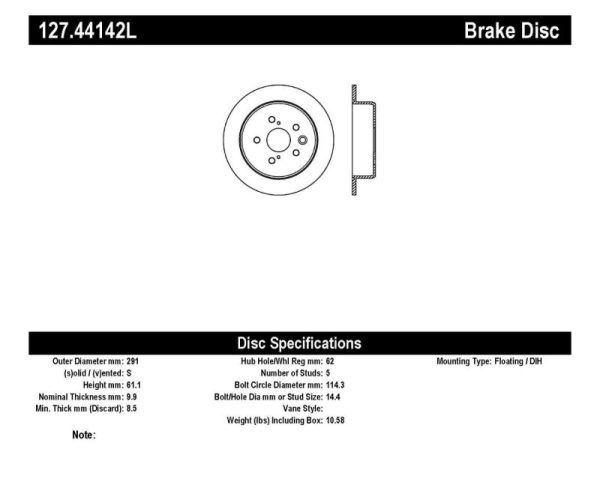 StopTech 06-10 Lexus IS 250 IS 300 IS 350 SportStop Slotted & Drilled Left Rear Rotor For Sale