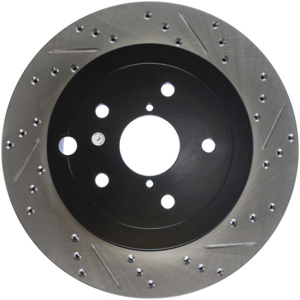 StopTech 08+ Subaru STI (Will Not Fit 05-07) Slotted & Drilled Sport Brake Rotor For Sale