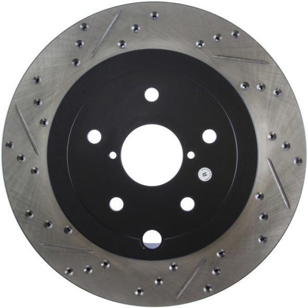 StopTech 08+ Subaru STI (Will Not Fit 05-07) Slotted & Drilled Sport Brake Rotor Hot on Sale