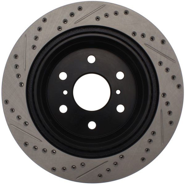 StopTech 05-10 GMC Sierra (w  Rear Drum)   07-09 GMC Yukon Rear Right Slotted & Drilled Rotor Sale