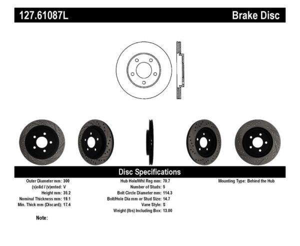 StopTech 05-10 Ford Mustang Slotted & Drilled Left Rear Rotor on Sale