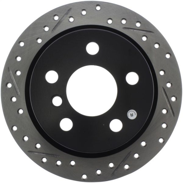 StopTech 14-15 Mini Cooper Base Slotted & Drilled Rear Right Rotor Hot on Sale