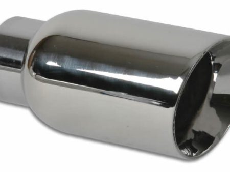 Vibrant 4in OD Round SS Exhaust Tip (Double Wall Angle Cut Beveled Outlet) 3in. ID Inlet Hot on Sale