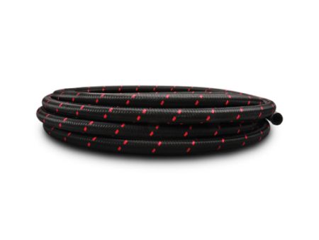 Vibrant -12 AN Two-Tone Black Red Nylon Braided Flex Hose (5 foot roll) Supply