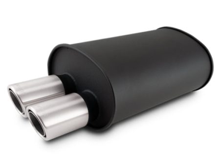 Vibrant Streetpower Flat Blk Muffler 9.5x6.75x15in Body 2.5in Inlet ID 3in Tip OD w Dual Angle Tips Sale