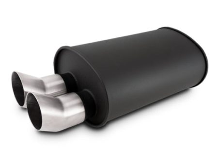 Vibrant Streetpower Flat Blk Muffler 9.5x6.75x15in Body Inlet ID 3in Tip OD 3in w Dual DTM Tips Sale