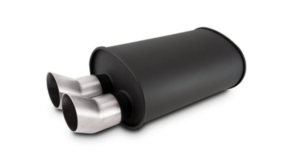 Vibrant Streetpower Flat Blk Muffler 9.5x6.75x15in Body Inlet ID 3in Tip OD 3in w Dual DTM Tips Sale