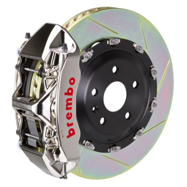 Brembo 15-23 Mustang Front GTR BBK 6 Piston Billet 380x34 2pc Rotor Slotted Type1 - Nickel Hot on Sale