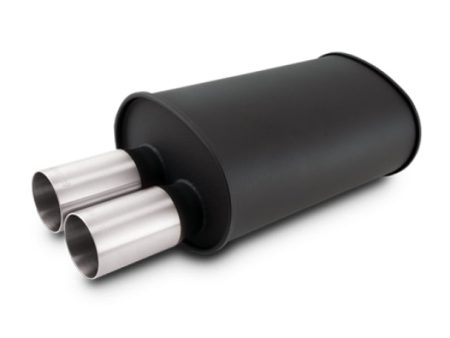 Vibrant Streetpower Flat Blk Muffler 9.5x6.75x15in Body Inlet ID 3in Tip OD 3in w Dual Straight Tips Online now