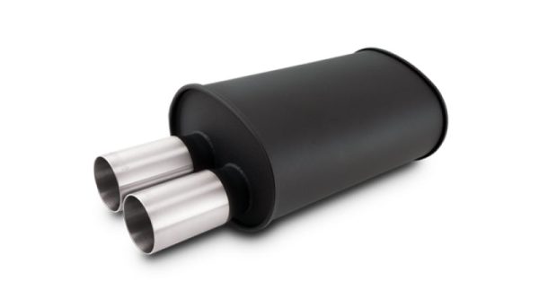 Vibrant Streetpower Flat Blk Muffler 9.5x6.75x15in Body Inlet ID 3in Tip OD 3in w Dual Straight Tips Online now