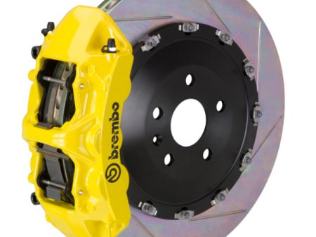 Brembo 15-23 Mustang GT (S550) Front GT BBK 6 Piston Cast 405x34 2pc Rotor Slotted Type-1- Yellow on Sale