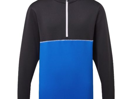 FootJoy Jr Colour Block 1 4 Zip Pullover - Black Cobalt Hot on Sale