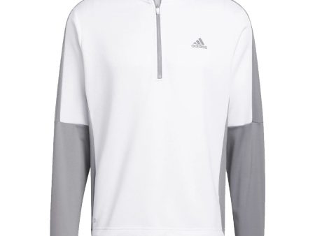 adidas Colour Block 1 4 Zip Pullover - White Grey Three on Sale