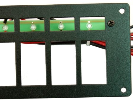 Part # RREPC4  (4 Position Switch Panel - Type: Contura Style Switches - Backlighting with 4 Ultra-Bright Green LEDS with Stand-Offs, 24  Wires, & Mounting Hardware - Size: 3.125 H X 5.5  W) For Sale