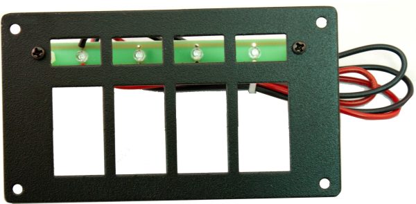 Part # RREPC4  (4 Position Switch Panel - Type: Contura Style Switches - Backlighting with 4 Ultra-Bright Green LEDS with Stand-Offs, 24  Wires, & Mounting Hardware - Size: 3.125 H X 5.5  W) For Sale