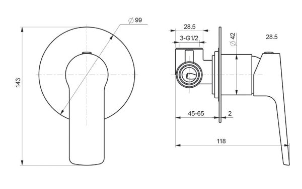 BTR8460 — Shower Mixer with flat plate Online