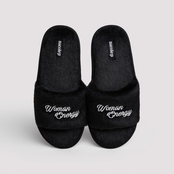 Fluffy Slippers - Black NEW Online