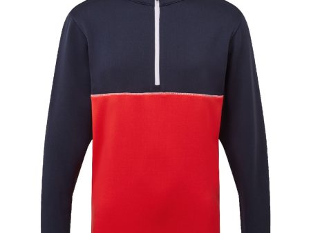 FootJoy Jr Colour Block 1 4 Zip Pullover - Navy Red Online Sale