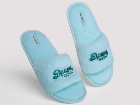 Fluffy Slippers - Turquoise For Discount