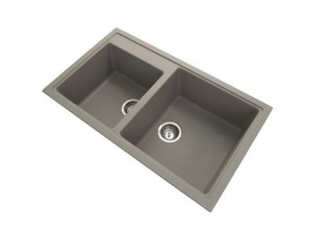 860 x 500 x 205mm Carysil Concrete Grey Double Bowl Granite Kitchen Sink Top Flush Under Mount Online now