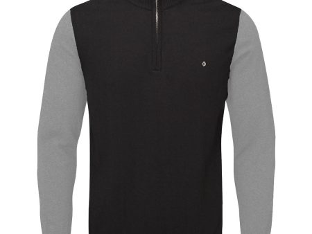 Oscar Jacobson Waldorf Pin 1 2 Zip Pullover - Black Light Grey Sale