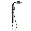 8 inch Square Black Wide Rail Shower Station Top Water Inlet with 3 Functions Handheld AQ For Sale