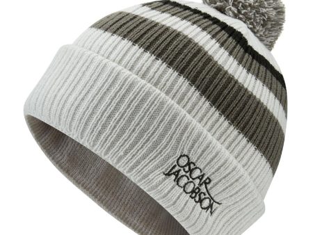 Oscar Jacobson Mabel Knitted Bobble Hat - Light Grey Pewter Sale