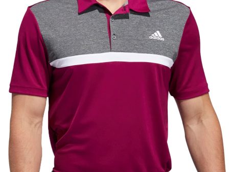 adidas Colour Block Novelty Polo Shirt - Power Berry Melange Black Sale