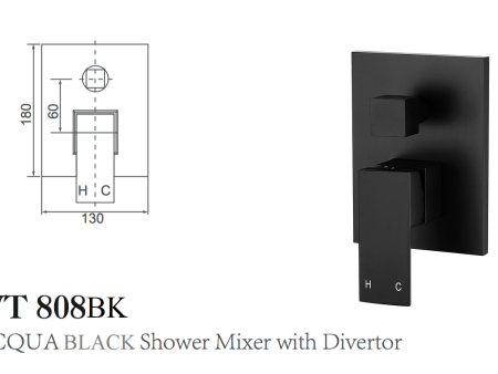 ACQUA BLACK SHOWER MIXER WITH DIVERTOR For Cheap