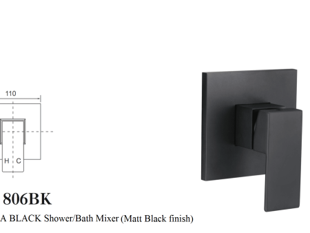 ACQUA BLACK SHOWER BATH MIXER (MATT BALCK FINISH) on Sale