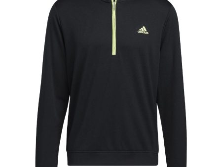 adidas Lightweight 1 4 Zip Pullover - Black Pulse Lime Cheap