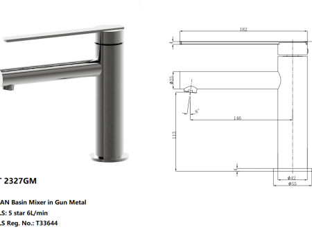 MILAN BASIN MIXER IN GUN METAL Hot on Sale