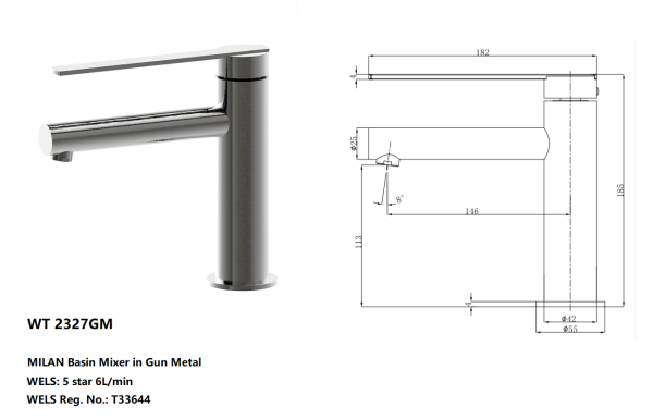 MILAN BASIN MIXER IN GUN METAL Hot on Sale