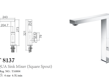 ACQUA SINK MIXER (SQUARE SPOUT) Sale