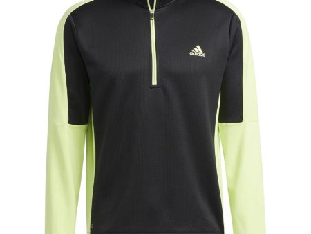 adidas Colour Block 1 4 Zip Pullover - Black Pulse Lime For Sale